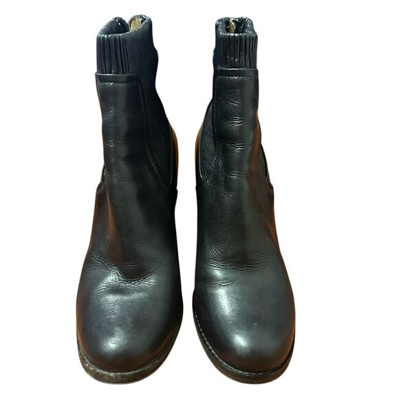 Frye Carrie Scrunch Ankle Wedge Black Bootie Boot Size 10 Leather Shoes Zipper - Picture 2 of 13